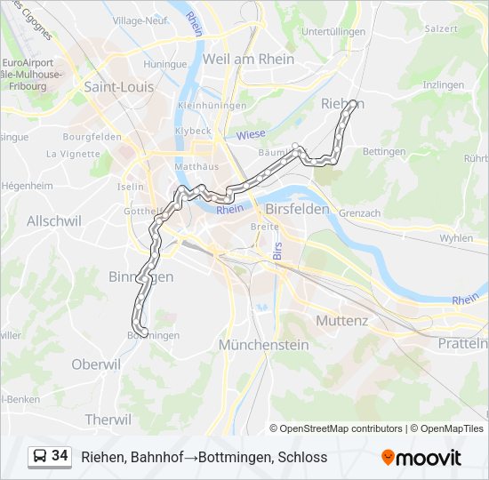 34 Bus Line Map