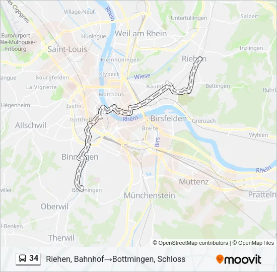 34 Bus Line Map