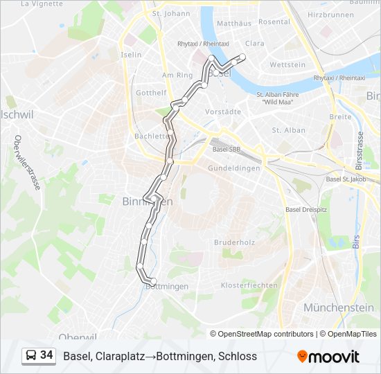 34 Bus Line Map