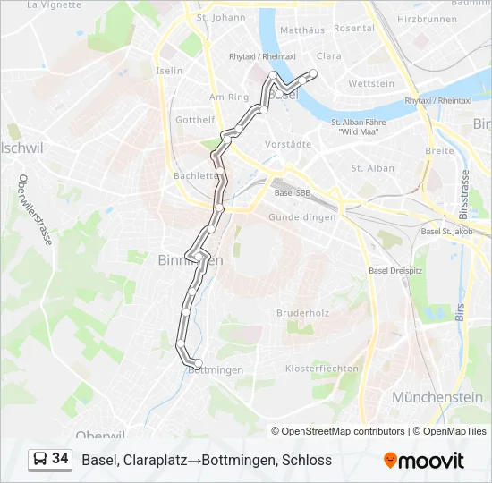 34 Bus Line Map