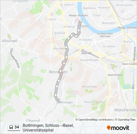 34 Bus Line Map