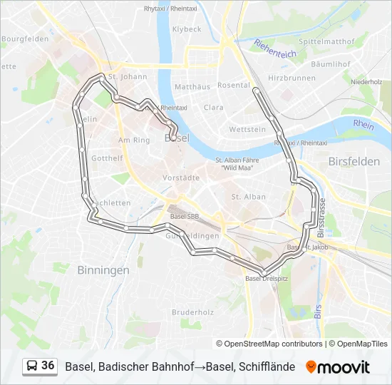 Plan de la ligne 36 de bus
