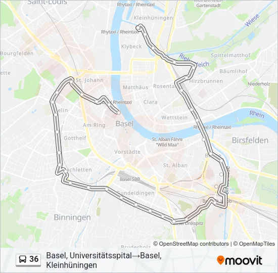36 Bus Line Map