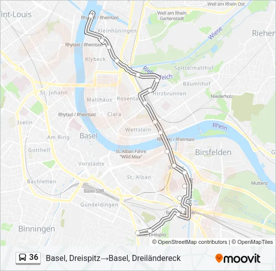 36 Bus Line Map