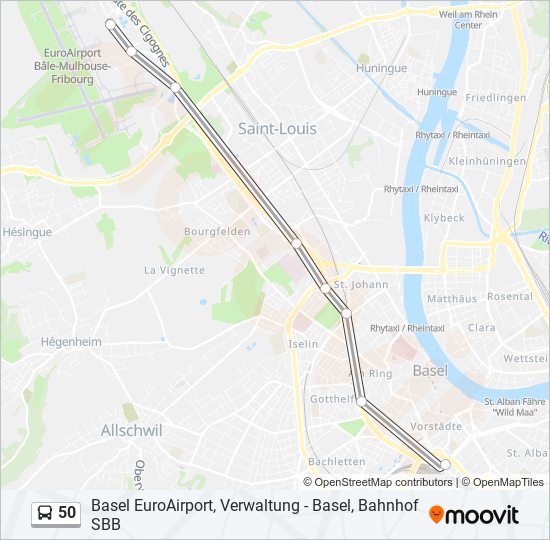 50 Route Schedules, Stops & Maps Basel Euroairport, Ankunft‎→Basel