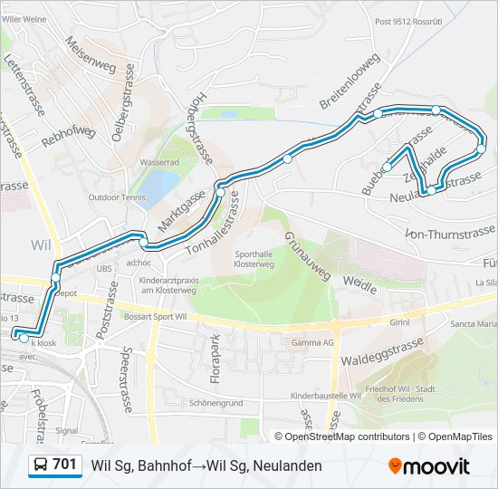 701 Bus Line Map