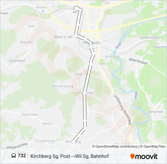 732 Bus Line Map