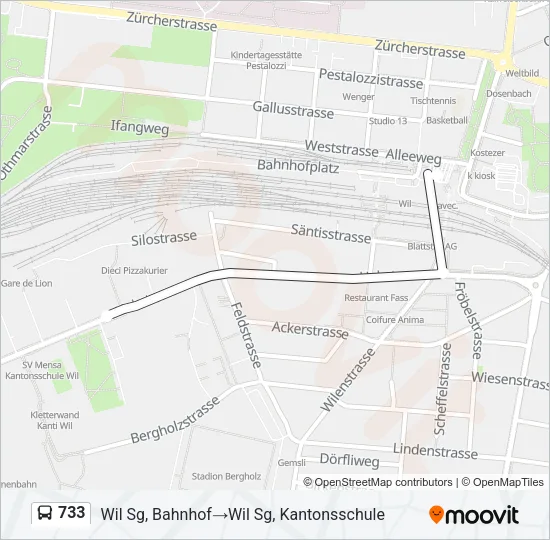 733 Bus Line Map