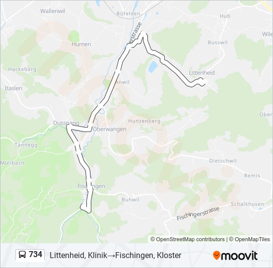 734 Bus Line Map