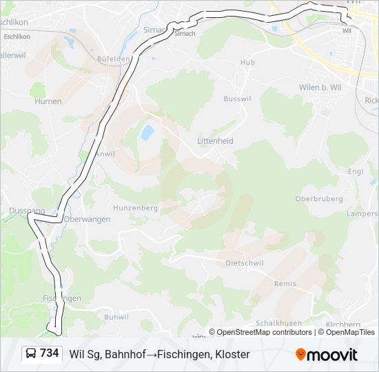 734 Bus Line Map
