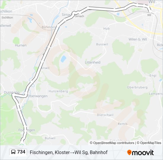 734 Bus Line Map