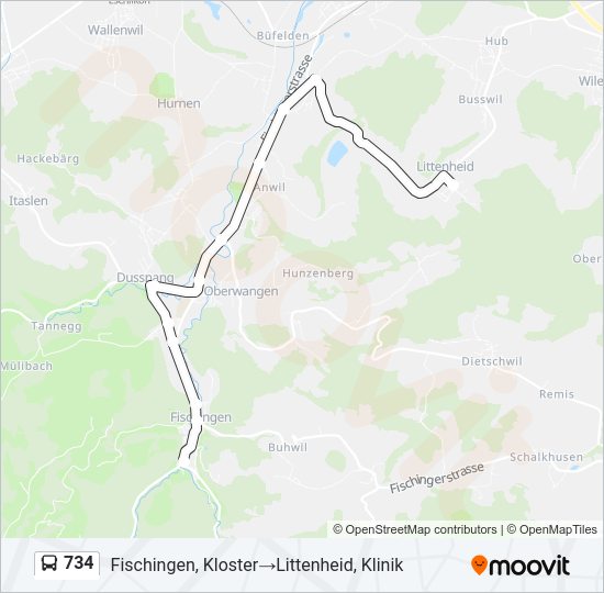 734 Bus Line Map