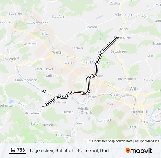 736 bus Line Map