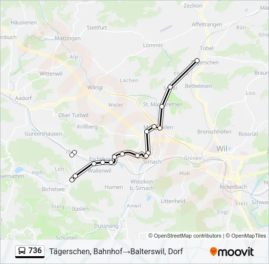 736 Bus Line Map