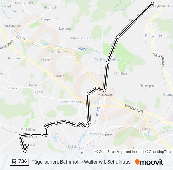 736 Bus Line Map