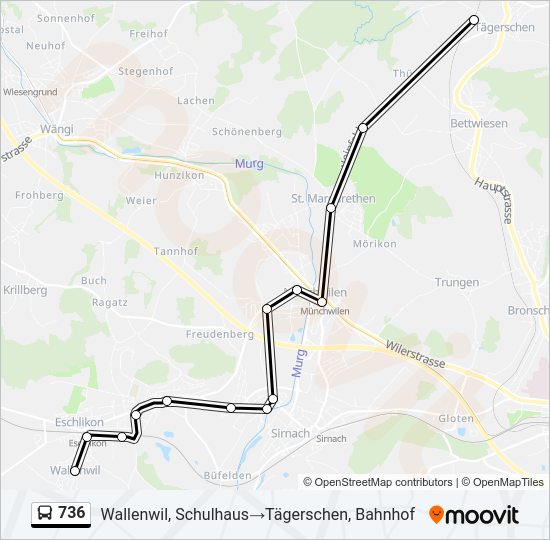 736 Bus Line Map