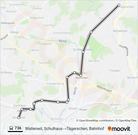 736 Bus Line Map