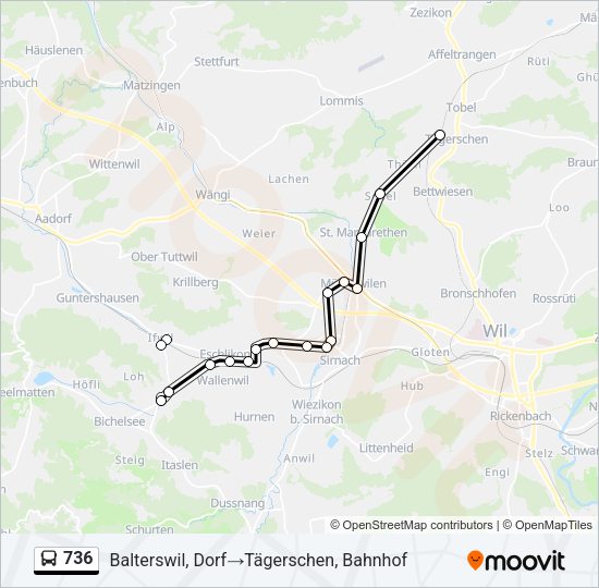 736 Bus Line Map