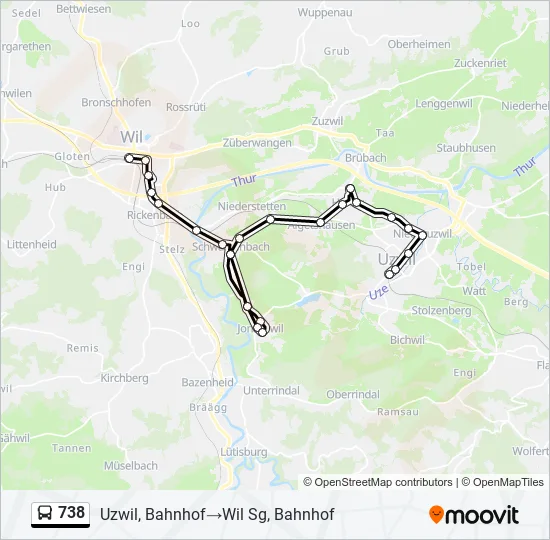 Plan de la ligne 738 de bus