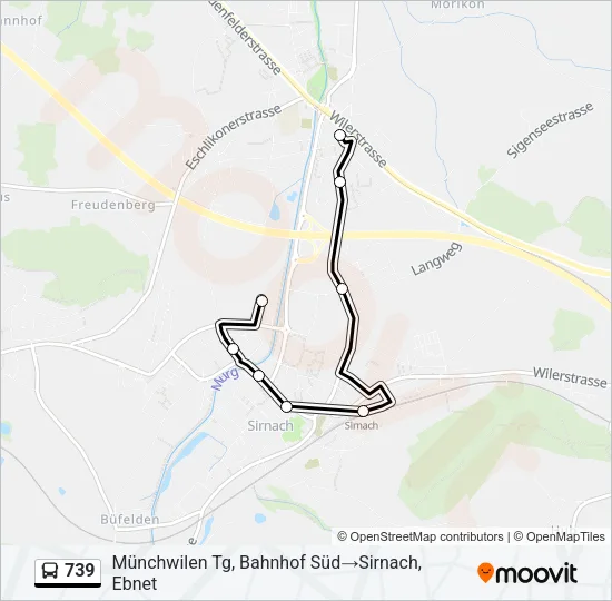 Plan de la ligne 739 de bus