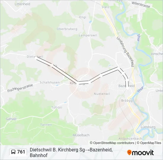 761 Bus Line Map