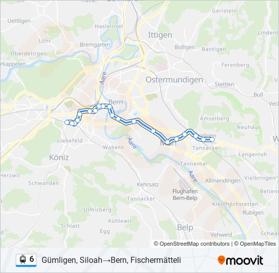 Plan de la ligne 6 de tram