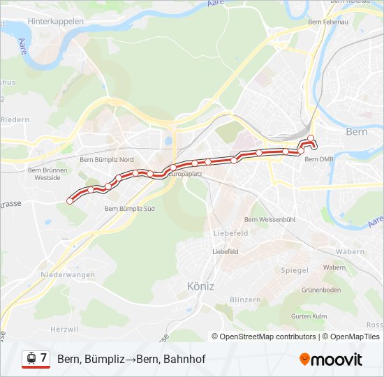 Straßenbahnlinie 7 Karte