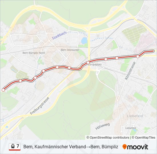 Straßenbahnlinie 7 Karte