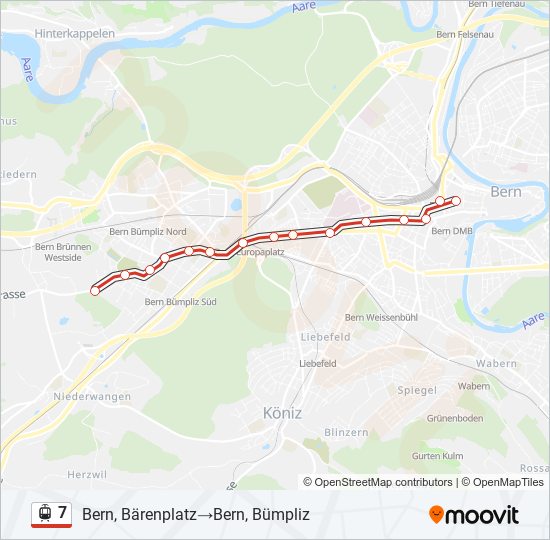 Straßenbahnlinie 7 Karte