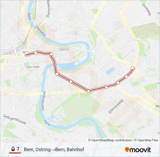 Plan de la ligne 7 de tram