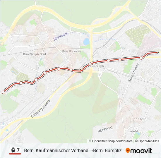 Plan de la ligne 7 de tram