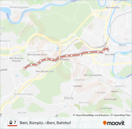 Plan de la ligne 7 de tram