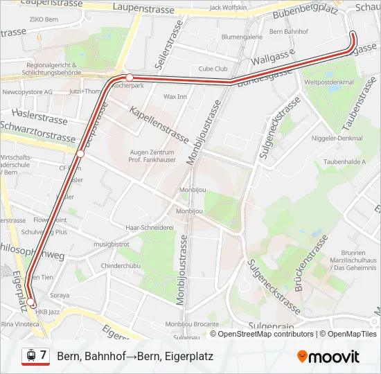 Plan de la ligne 7 de tram