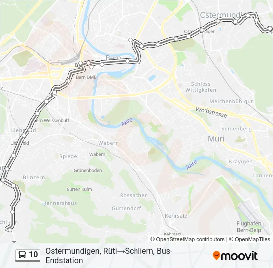Plan de la ligne 10 de bus