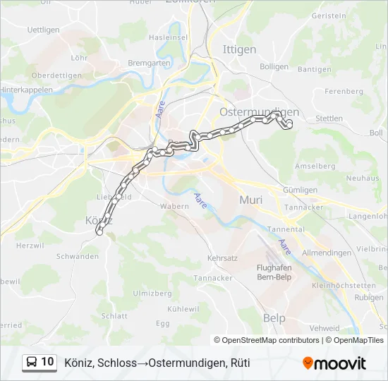 Plan de la ligne 10 de bus