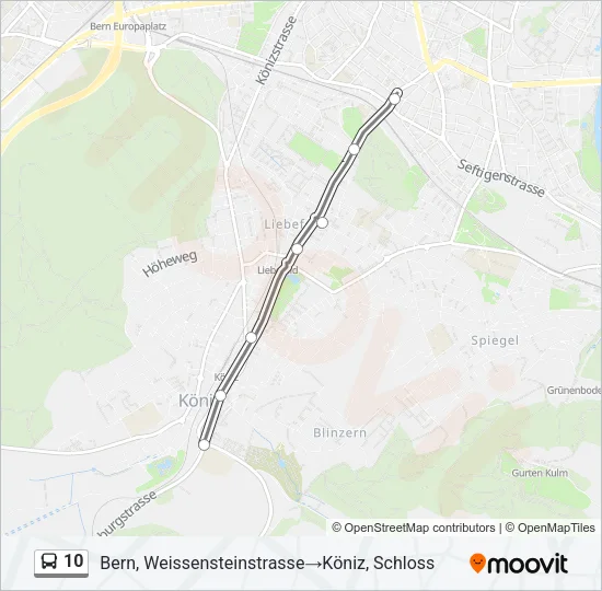 Plan de la ligne 10 de bus