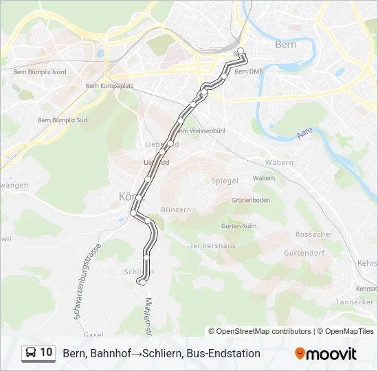 Plan de la ligne 10 de bus