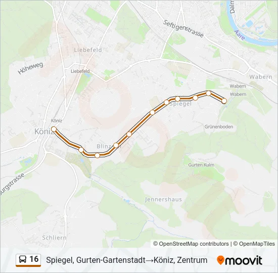 16 Bus Line Map