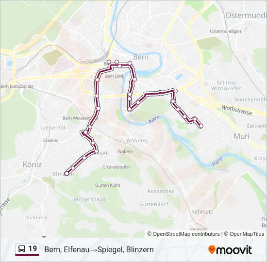 Plan de la ligne 19 de bus