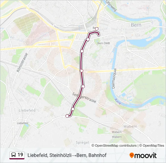 Plan de la ligne 19 de bus