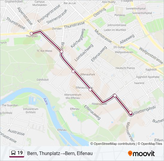 19 Bus Line Map