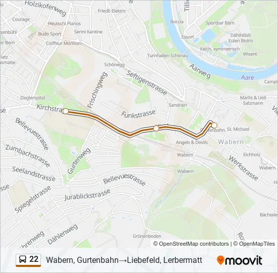 Plan de la ligne 22 de bus