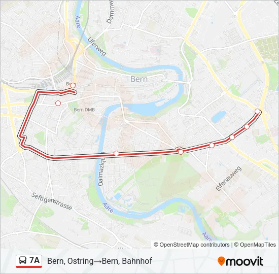Plan de la ligne 7A de bus