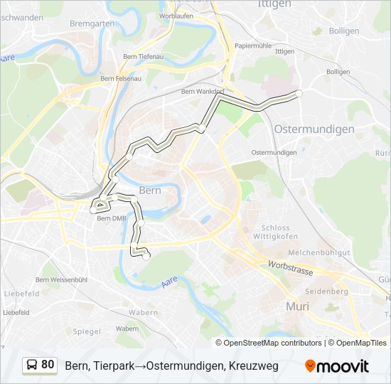 80 Bus Line Map