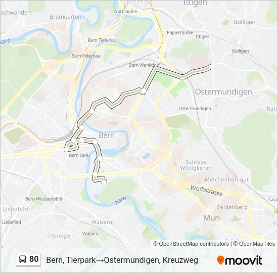 80 Bus Line Map