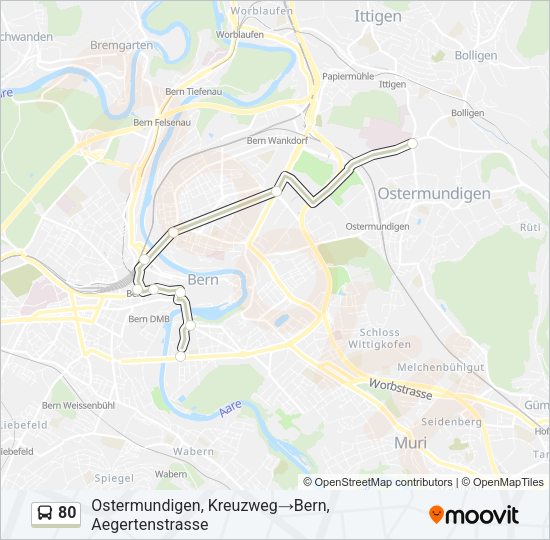 80 Bus Line Map