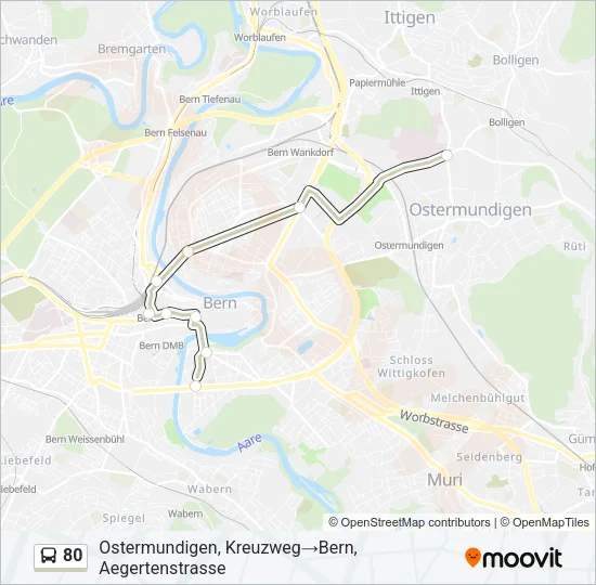 80 Bus Line Map