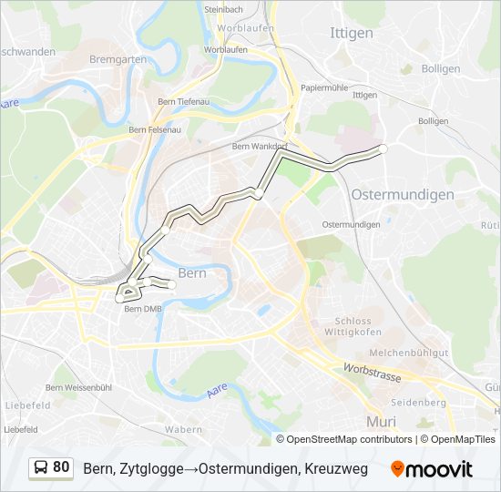 80 Bus Line Map