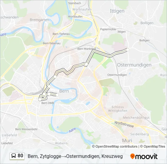 80 Bus Line Map