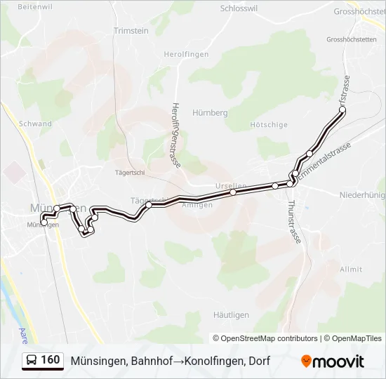 160 Bus Line Map